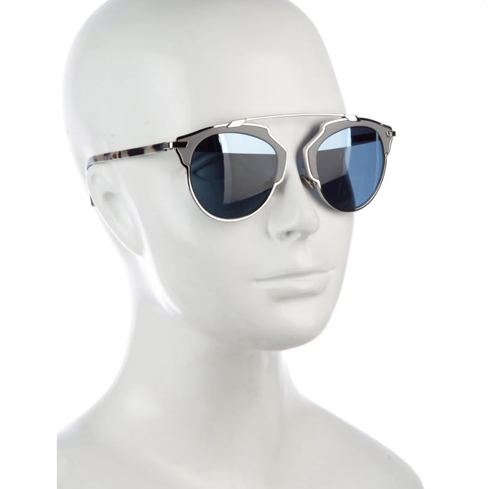 Dior Sunglasses Silver Frame with Blue Lenses